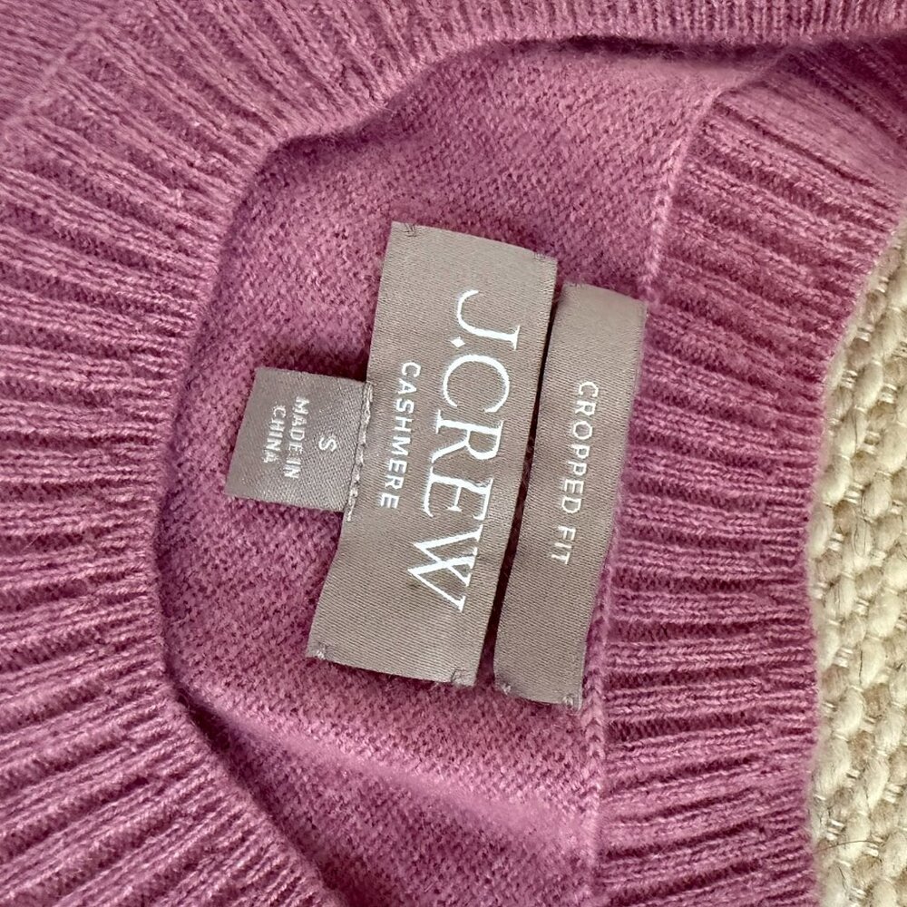 J.CREW Cashmere Shrunken Crewneck Sweater Raspberry S NWOT - Picture 7 of 10